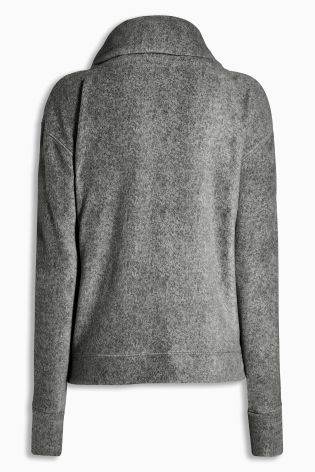 Grey Long Sleeve Stretch Fleece Top